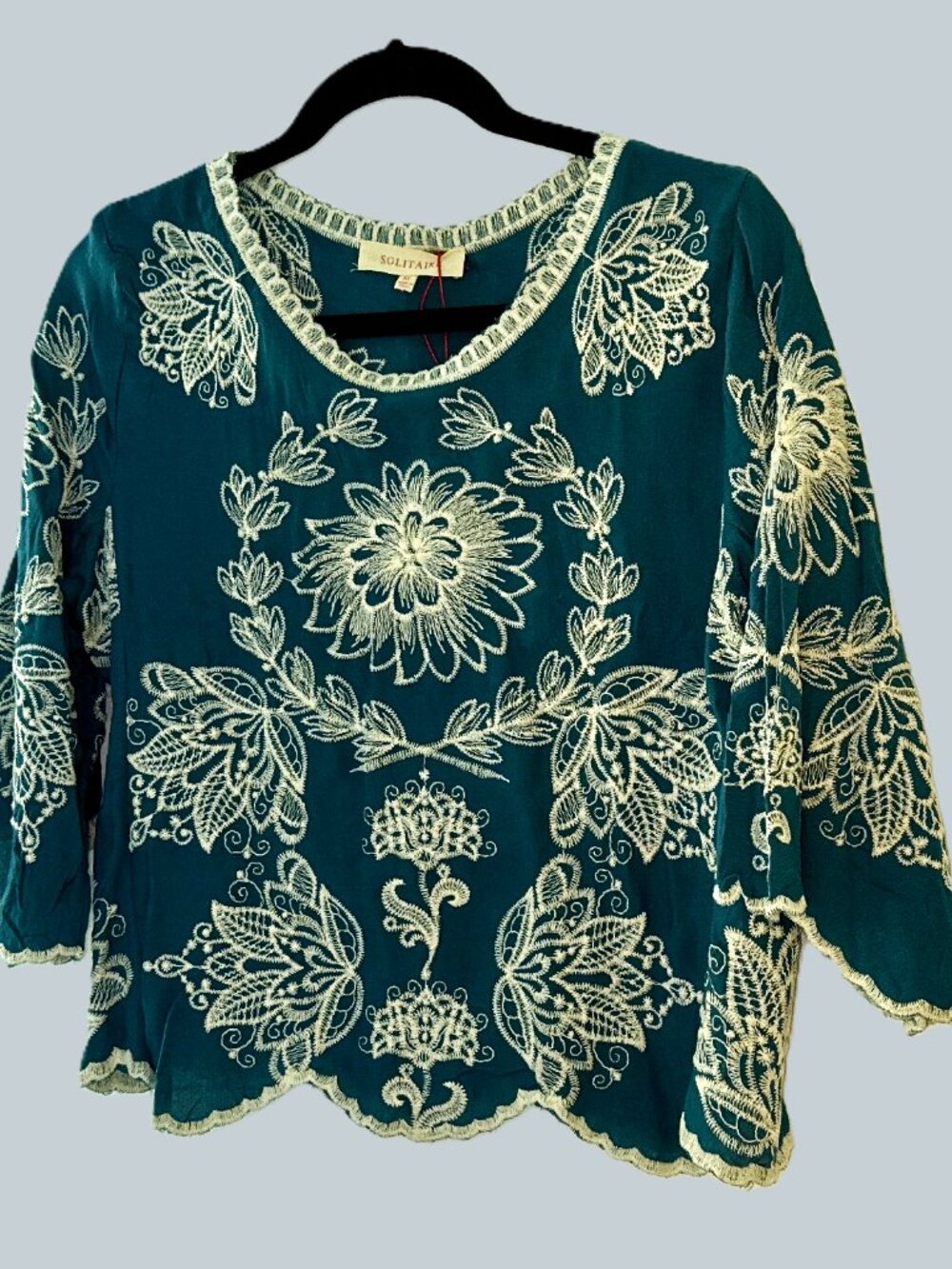 Brand New with Tags - Teal 3/4 Sleeve Solitaire Women's Top - Size Medium